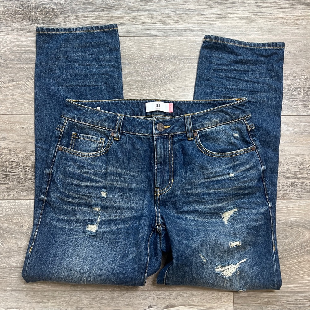 Cabi 100% bf boyfriend Jeans size 6 Womens Distressed Style #4152 Blue